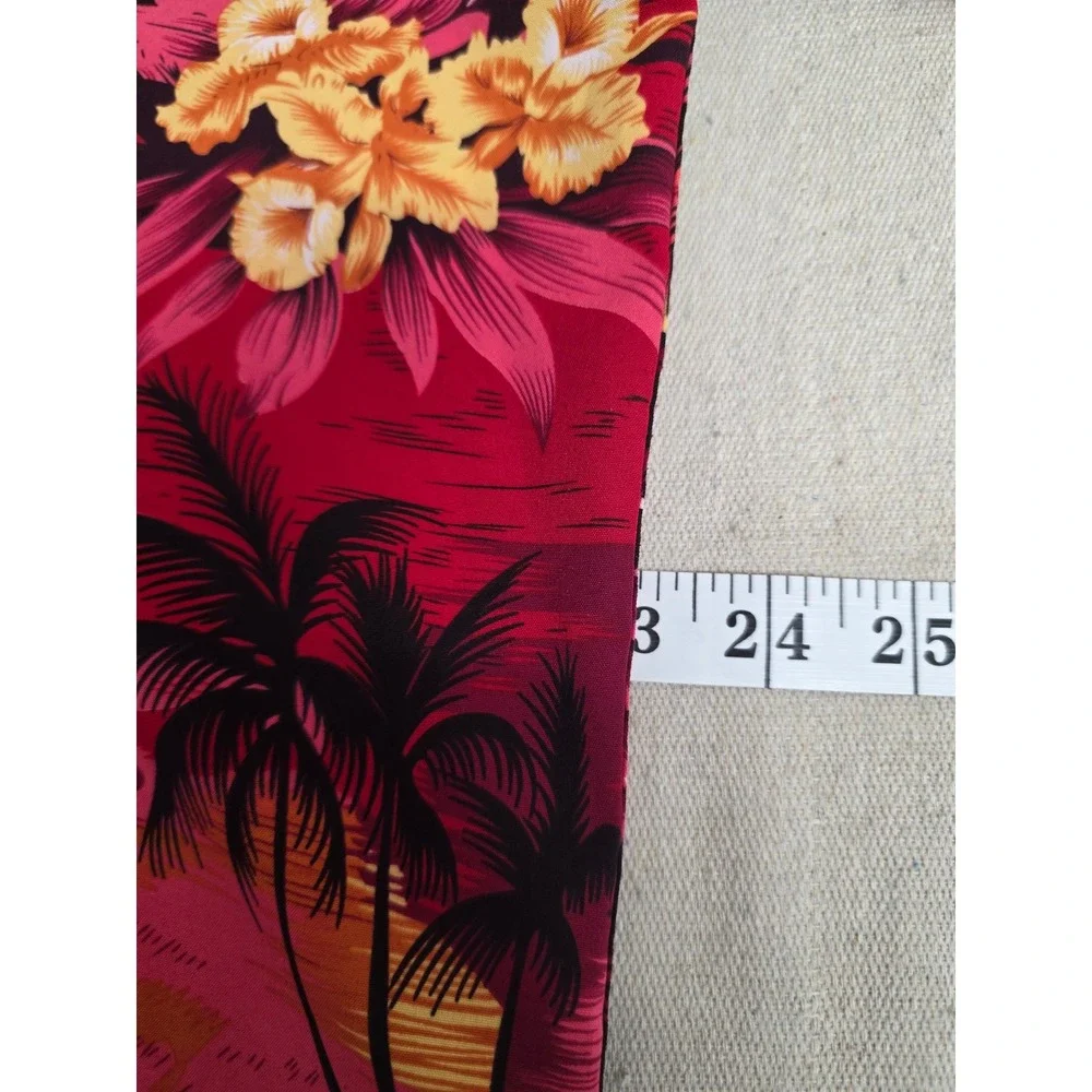 Tropical Sunset Palm Tree‎ Hibiscus Button Down Shirt Red Mens Large Tall L-T
